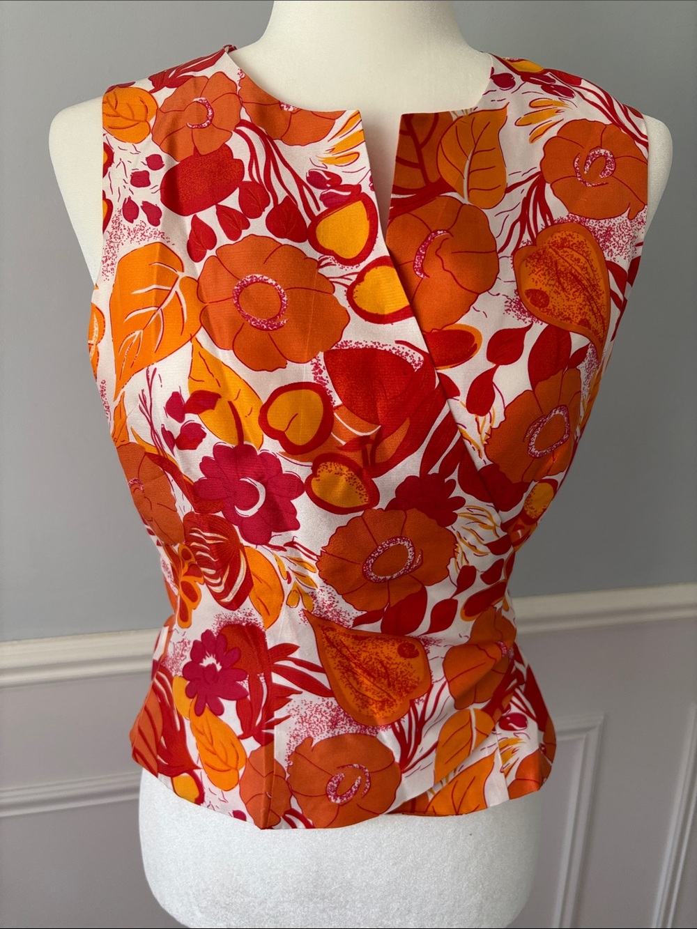 Vintage Bob Mackie Studio Top Sz 6 Wrap Top SILK Foral 60s Office Chic Retro Mod - Picture 2 of 10